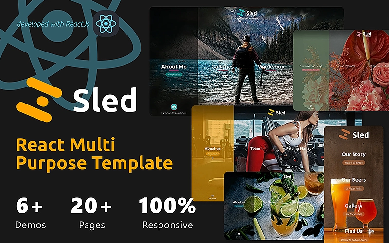 Sled React Multipurpose Template | Premium Website Templates & Themes | Travolgi Themes