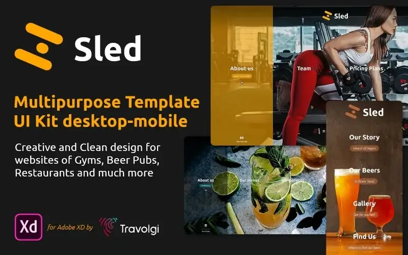Sled UI Kit of Adobe XD | Premium Website Templates & Themes | Travolgi Themes