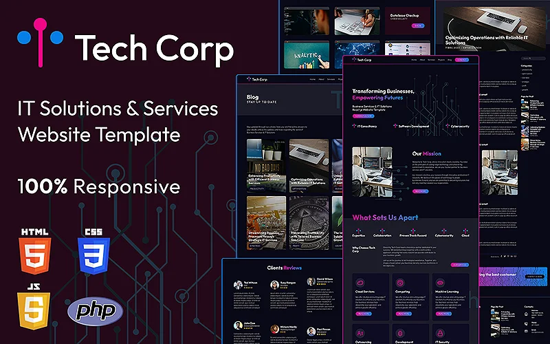 Tech Corp - IT Startup & Digital Business Services HTML5 Website Template | Premium Website Templates & Themes | Travolgi Themes