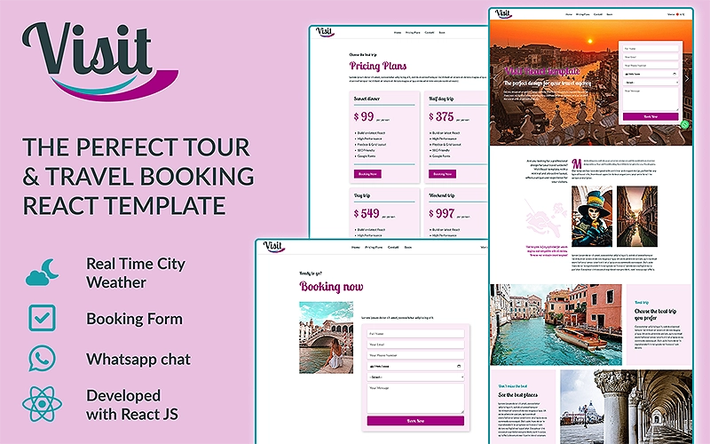 Visit: the perfect Tour & Travel React Template | Premium Website Templates & Themes | Travolgi Themes